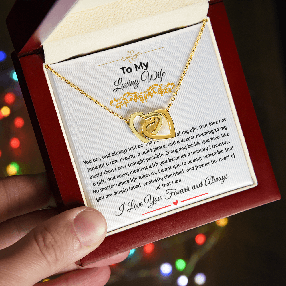 To My Loving Wife "The Finest Part Of My Life" Interlocking Heart Necklace