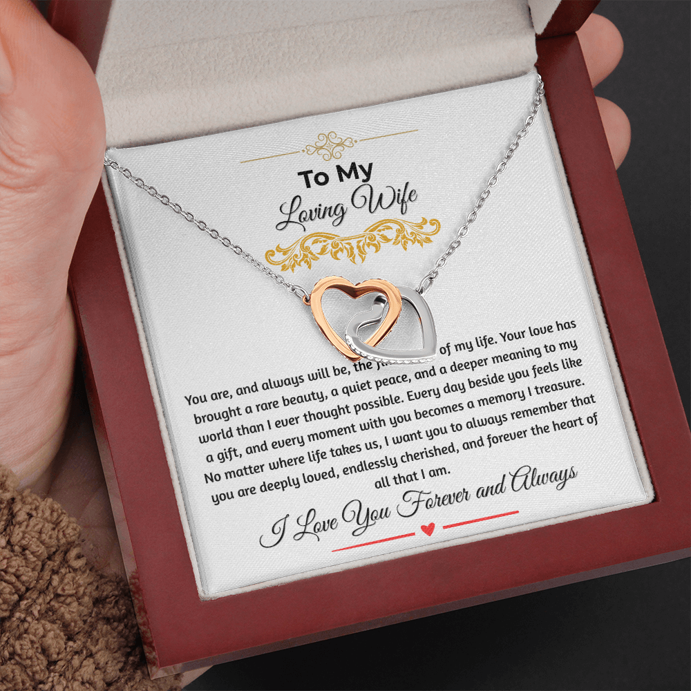 To My Loving Wife "The Finest Part Of My Life" Interlocking Heart Necklace