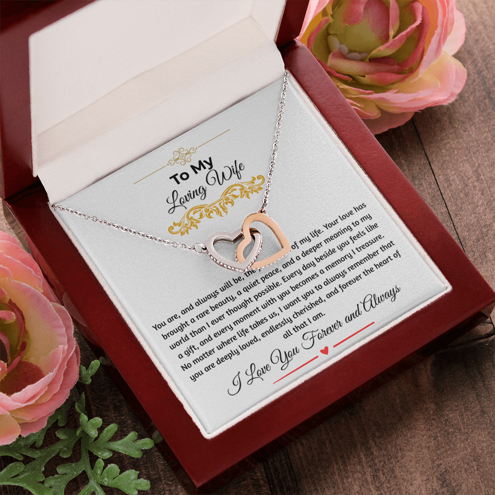 To My Loving Wife "The Finest Part Of My Life" Interlocking Heart Necklace