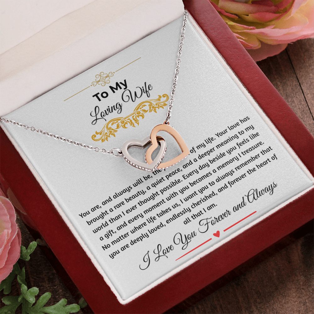 To My Loving Wife "The Finest Part Of My Life" Interlocking Heart Necklace