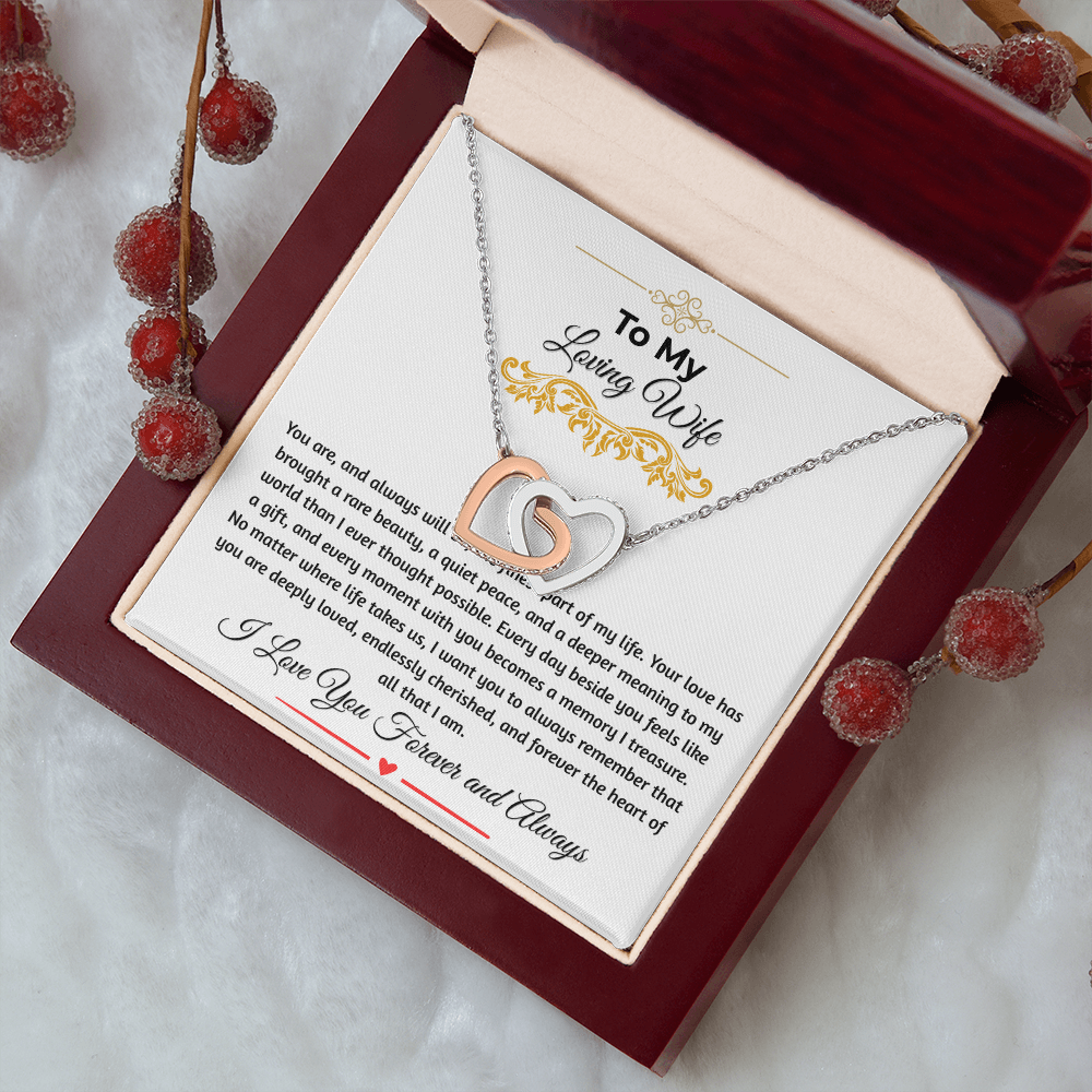 To My Loving Wife "The Finest Part Of My Life" Interlocking Heart Necklace