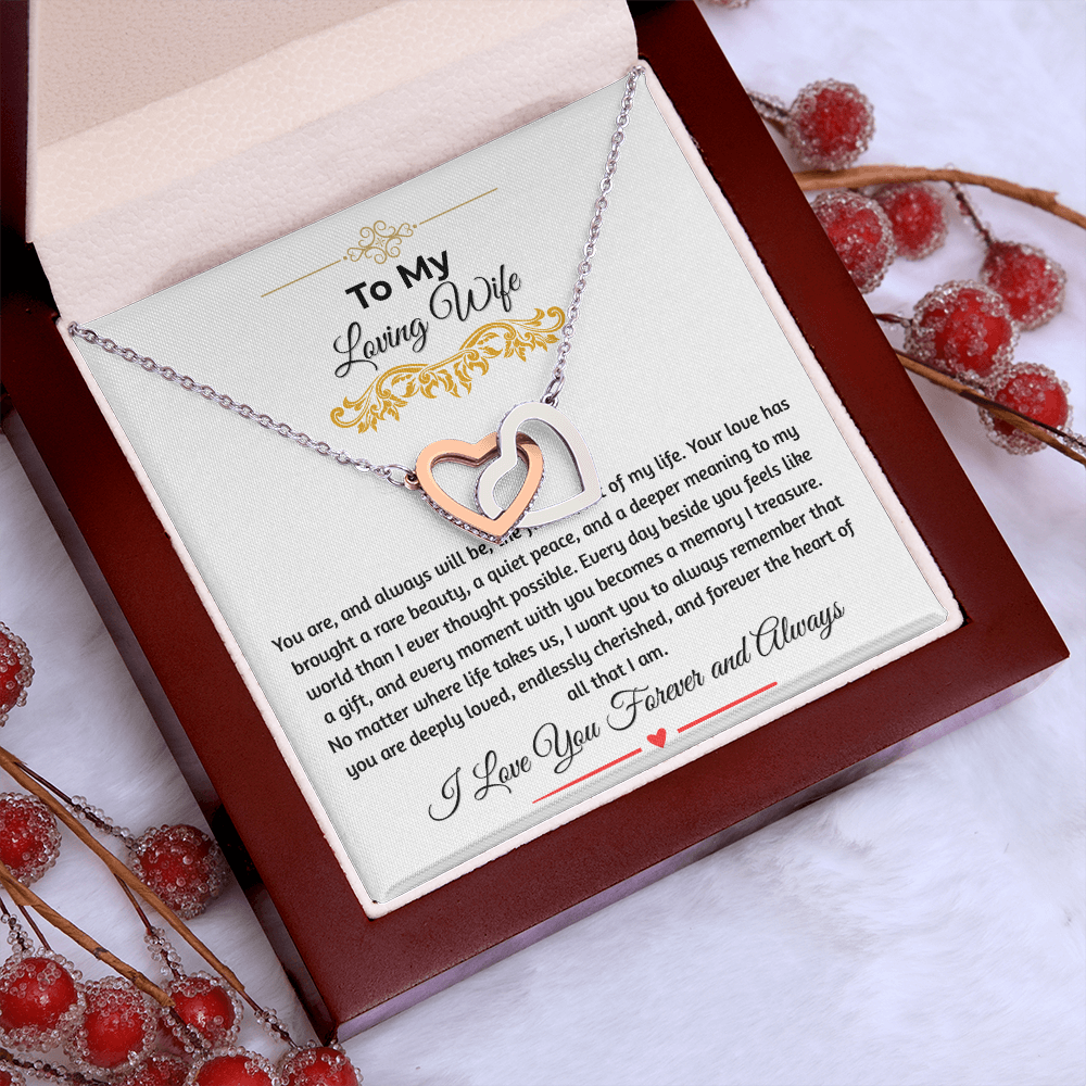 To My Loving Wife "The Finest Part Of My Life" Interlocking Heart Necklace