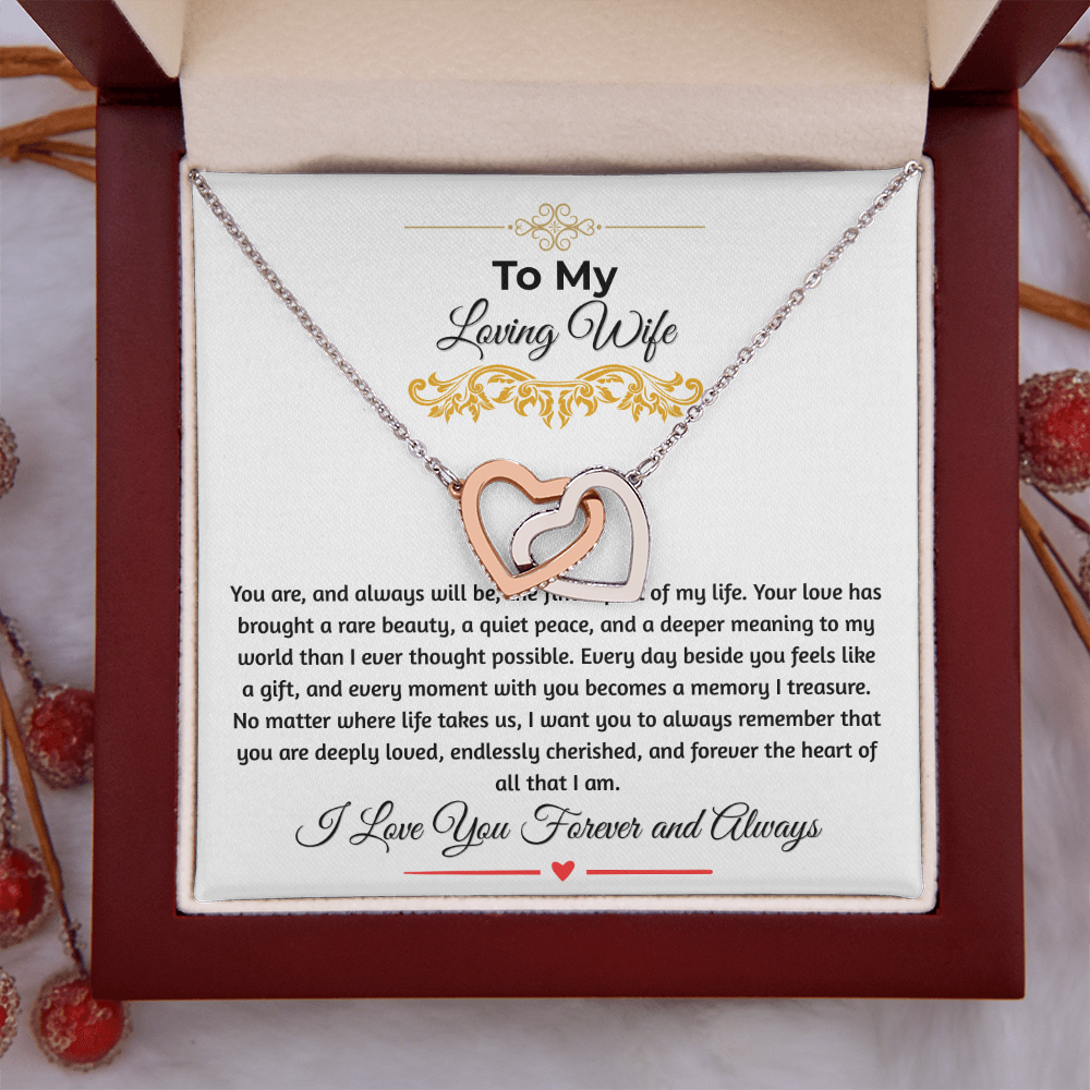 To My Loving Wife "The Finest Part Of My Life" Interlocking Heart Necklace