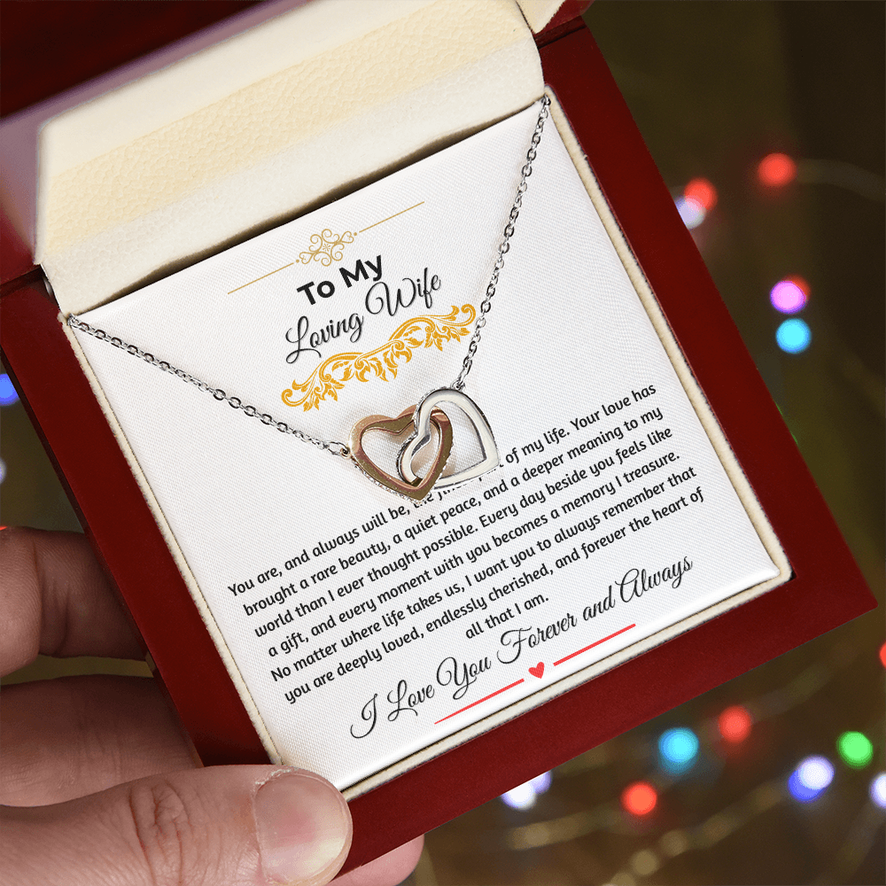 To My Loving Wife "The Finest Part Of My Life" Interlocking Heart Necklace