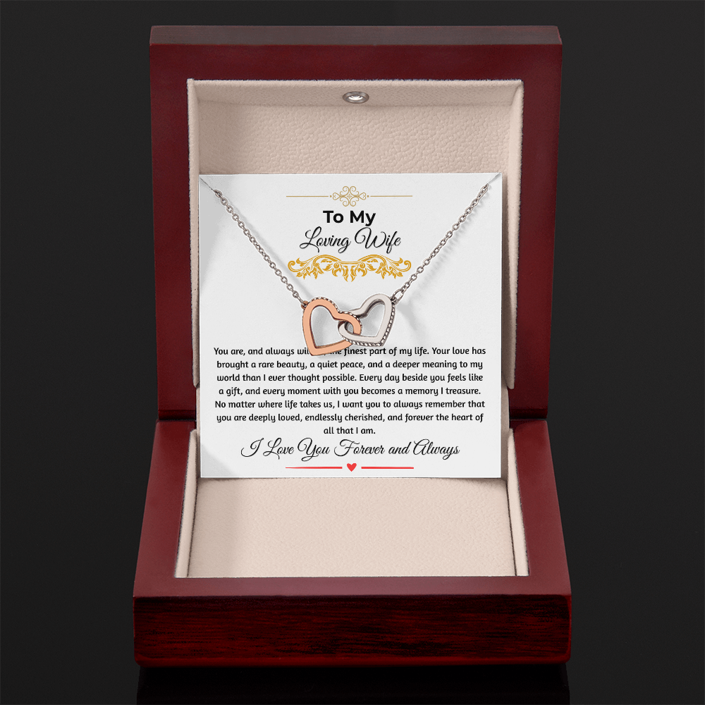 To My Loving Wife "The Finest Part Of My Life" Interlocking Heart Necklace