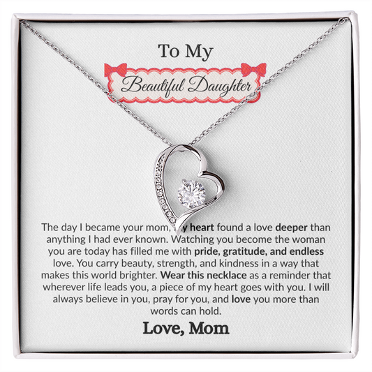 Beautiful Gift to My Loving Daughter "Love You More Than Words Can Hold" Necklace