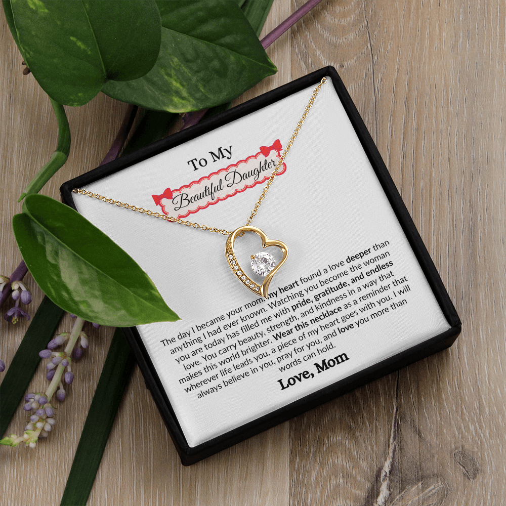 Beautiful Gift to My Loving Daughter "Love You More Than Words Can Hold" Necklace