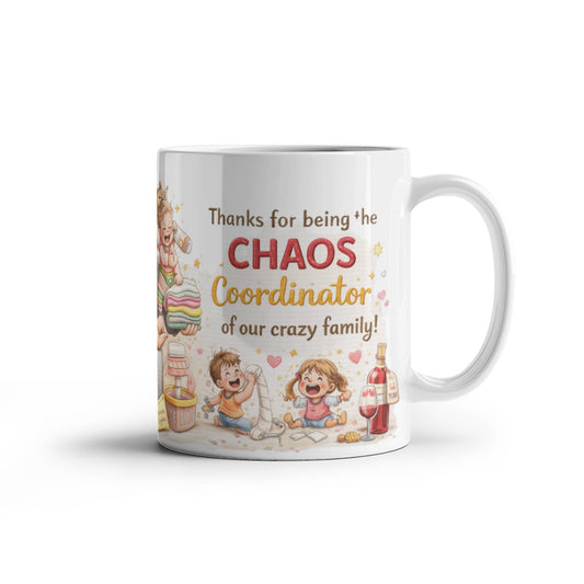 Funny Mother's Day Mug for Mom, Mom Master of Multi-Tasking Mug, Chaos Coordinator Gift for Mom, 15oz White Ceramic Mug