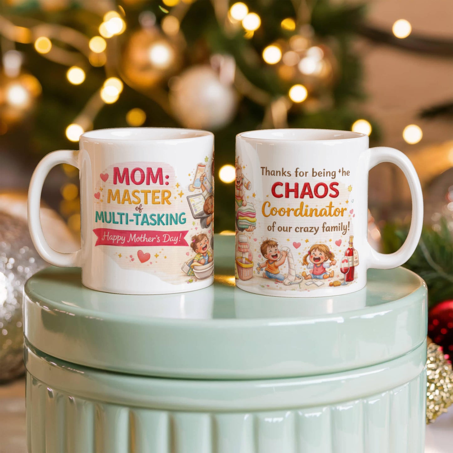 Funny Mother's Day Mug for Mom, Mom Master of Multi-Tasking Mug, Chaos Coordinator Gift for Mom, 15oz White Ceramic Mug