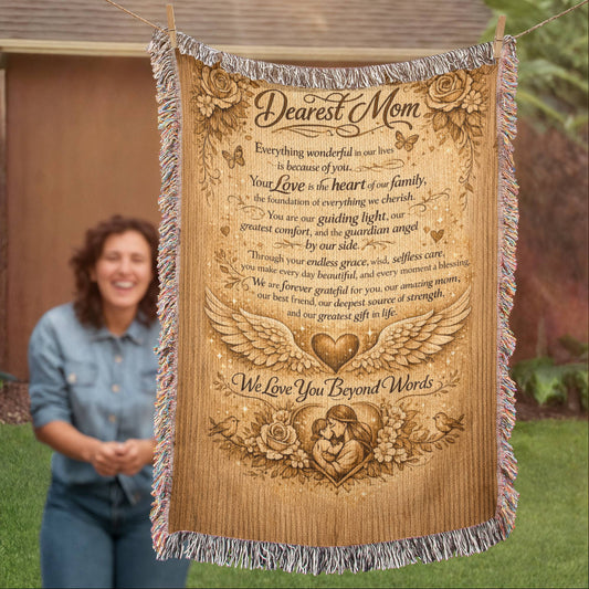 To My Dearest Mom Wooden Blanket – Luxury Mother's Day Gift for Mom