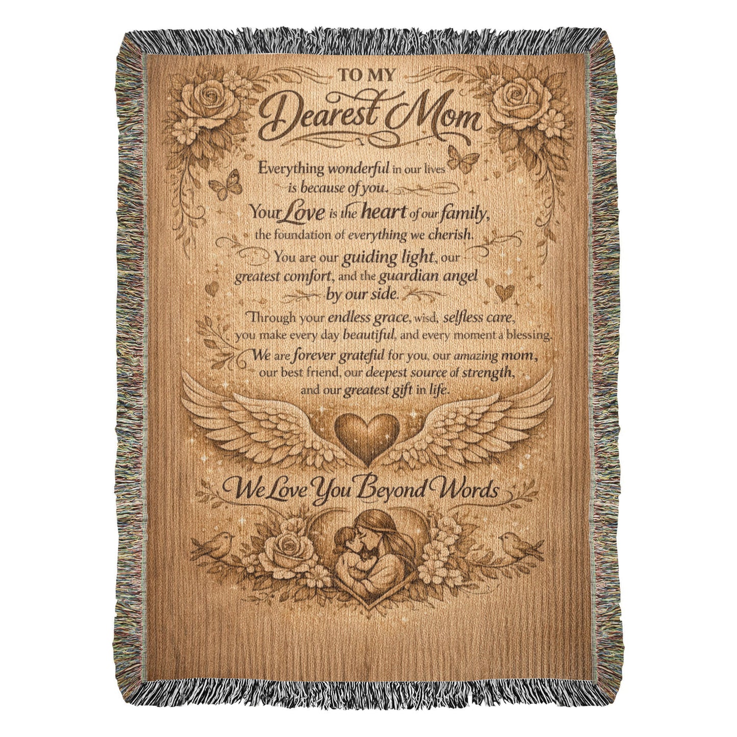 To My Dearest Mom Wooden Blanket – Luxury Mother's Day Gift for Mom