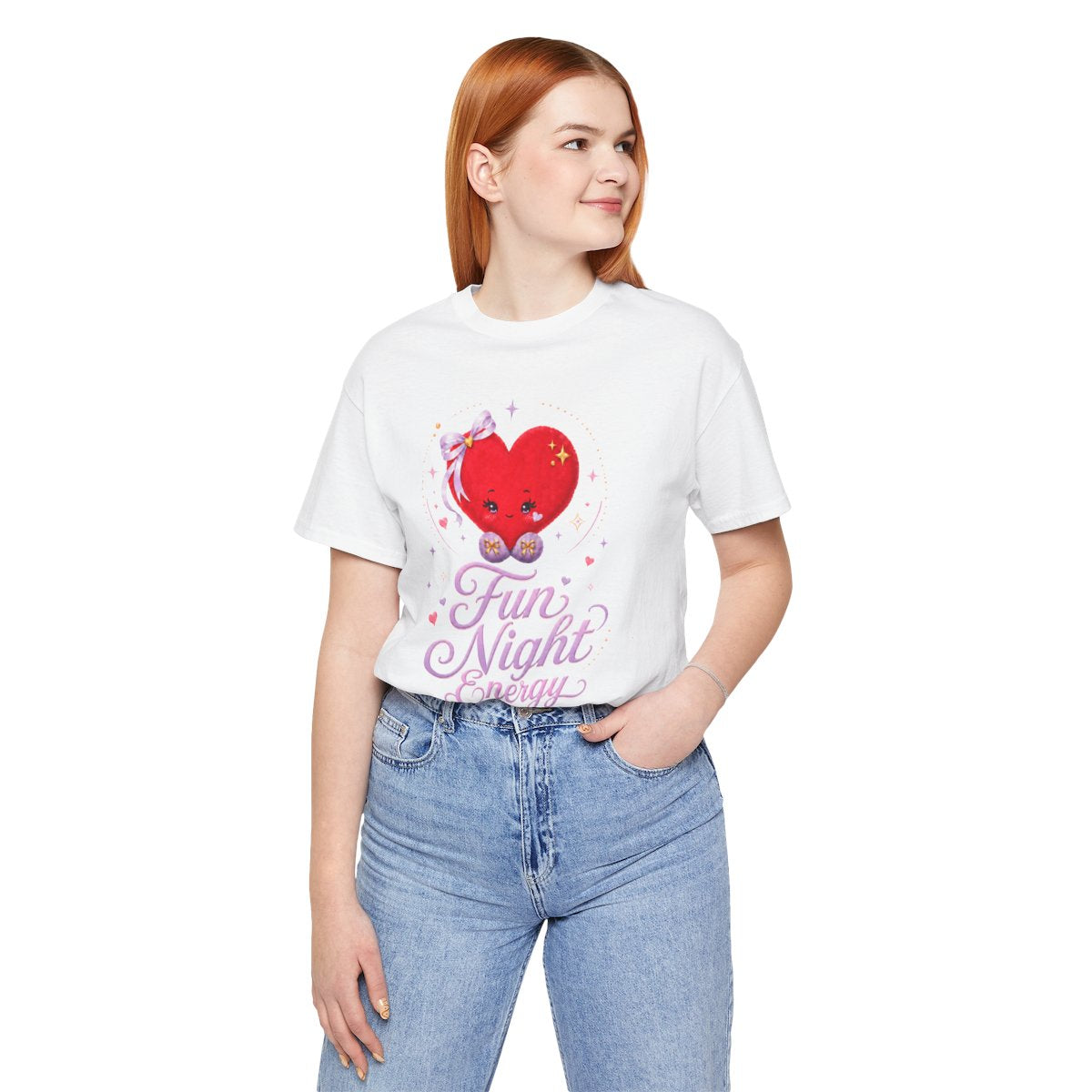 Fun Night Energy Heart Tee — Cute Retro Valentine's Graphic Shirt